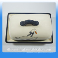 Decal Flower Design Ceramic Butter Dish with Lid